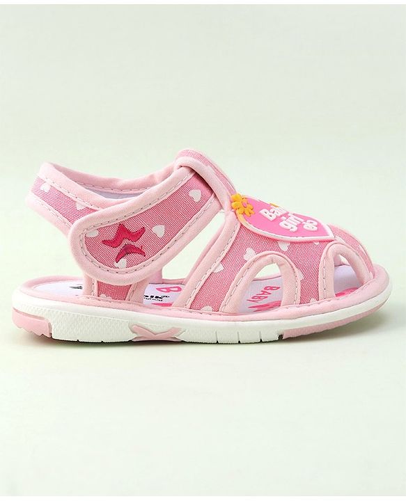 Cute Walk by Babyhug Velcro Closure Sandals Heart Patch - Pink