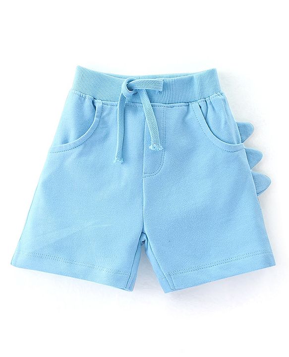 Babyhug Cotton Knit Half Sleeves Dino Printed T-Shirt & Shorts - Yellow & Light Blue