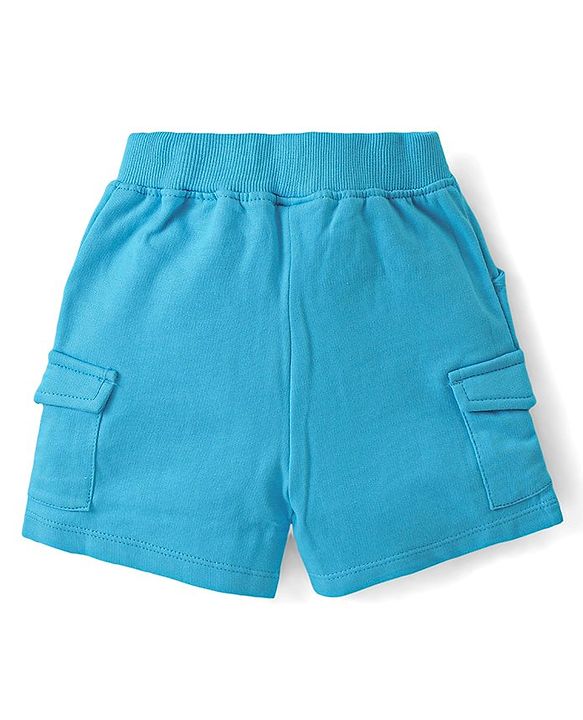 Babyhug 100% Cotton Knit Single Jersey Half Sleeves T-Shirt & Shorts Striped - Blue & White
