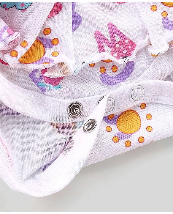 Babyhug 100% Cotton Interlock Knit Sleeveless Onesies With Hairband & Butterfly Print - White