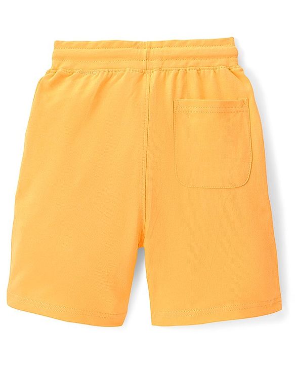 Pine Kids Cotton Terry Knit Above Knee Length Text Printed Shorts - Yellow