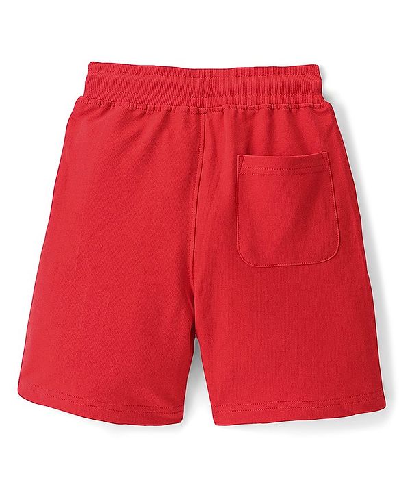 Pine Kids Cotton Terry Knit Above Knee Length Numeric Printed Shorts - Red
