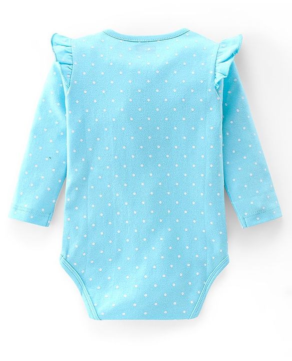 Babyhug 100% Cotton Full Sleeves Onesie Text Print - Blue