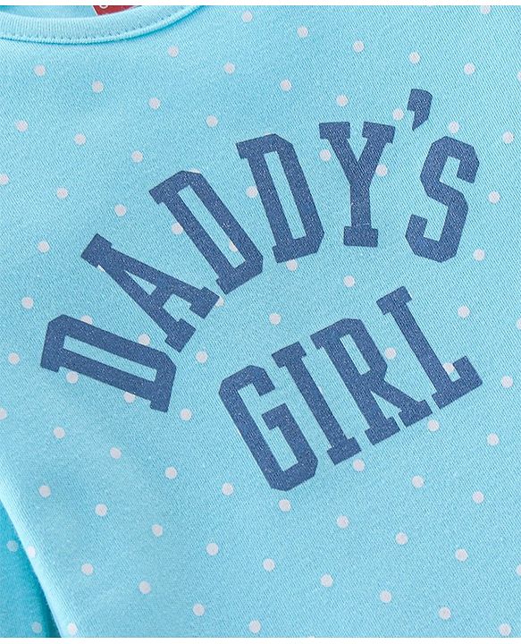 Babyhug 100% Cotton Full Sleeves Onesie Text Print - Blue