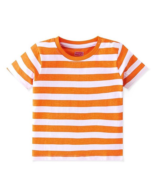 Babyhug Cotton Knit Truck Printed Dungaree with Half Sleeves Striped Inner Tee - Red & Blue