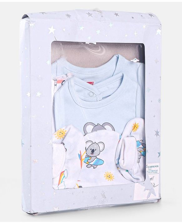 Babyhug 100 % Cotton Baby Clothing Gift Sets Animal & Vehicle Pack of 7 - Blue
