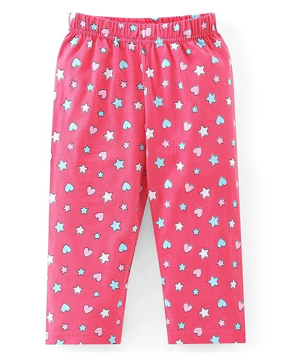 Babyhug Cotton Knit Full Sleeves Night Suit With Star & Elephant Print Pack Of 2 - Pink & Blue