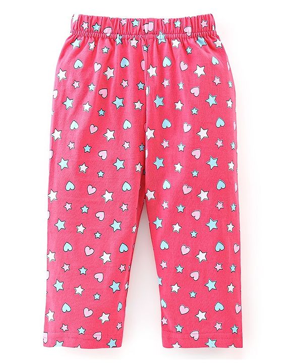 Babyhug Cotton Knit Full Sleeves Night Suit With Star & Elephant Print Pack Of 2 - Pink & Blue