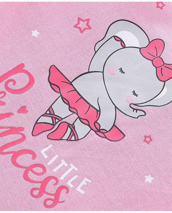 Babyhug Cotton Knit Full Sleeves Night Suit With Star & Elephant Print Pack Of 2 - Pink & Blue