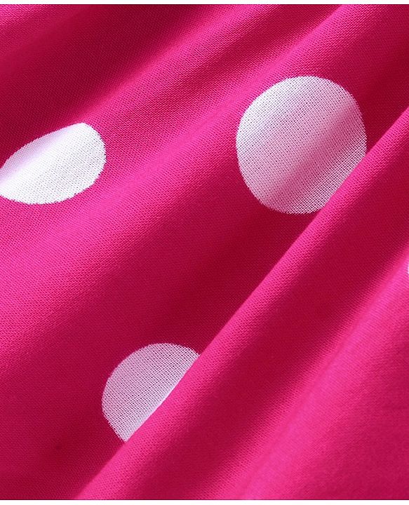 Babyhug Rayon Woven Sleeveless Top With Bow Applique & Polka Dot Print- Pink