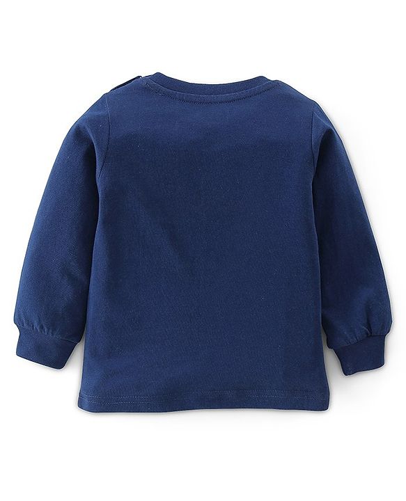 Babyhug Cotton Knit Full Sleeves Night Suit Lion & Strip Print -Blue & Red