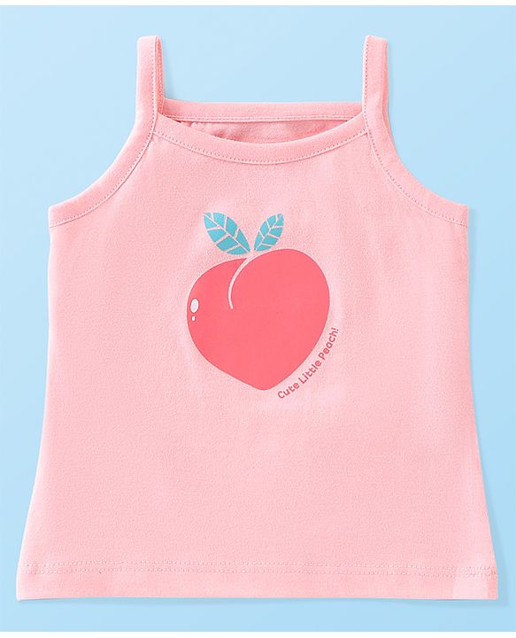 Babyhug 100% Cotton Singlet Slips Heart Print Pack of 3 - Red White & Peach