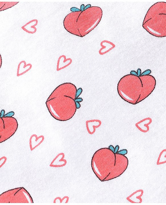 Babyhug 100% Cotton Singlet Slips Heart Print Pack of 3 - Red White & Peach