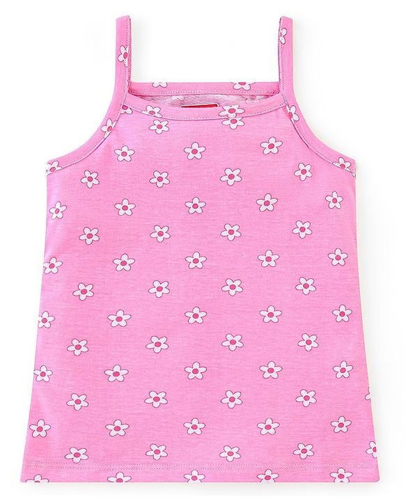 Babyhug 100% Cotton Single Jersey Knit Sleeveless Slips Stripes & Bear Print Pack Of 3 - Multicolor
