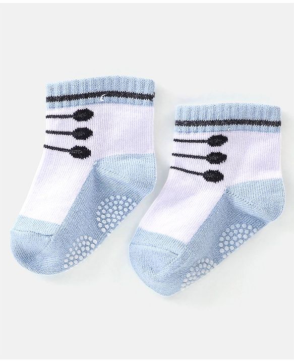 Cute Walk By Babyhug Anti Bacterial Anti Skid Ankle Length Socks Lace Print Pack Of 3 - Red Pink & Blue