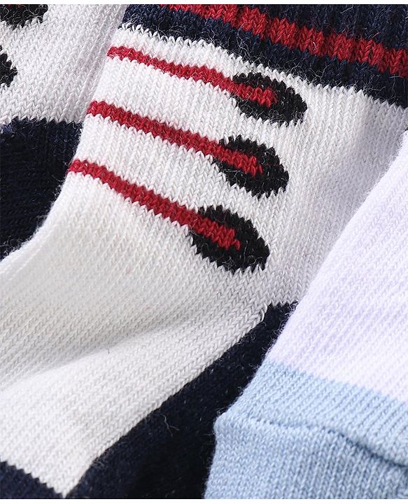 Cute Walk By Babyhug Anti Bacterial Anti Skid Ankle Length Socks Lace Print Pack Of 3 - Red Pink & Blue