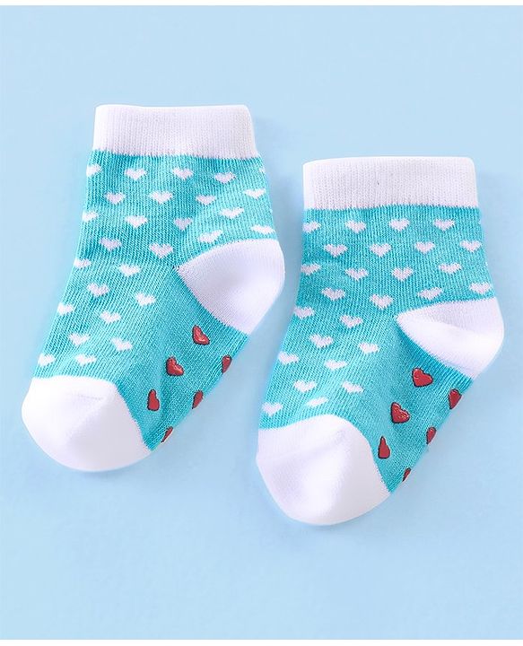 Cute Walk By Babyhug Anti-Bacterial & Anti- Skid Ankle Length with Heart & Dot Design Socks Pack of 3- Multicolour
