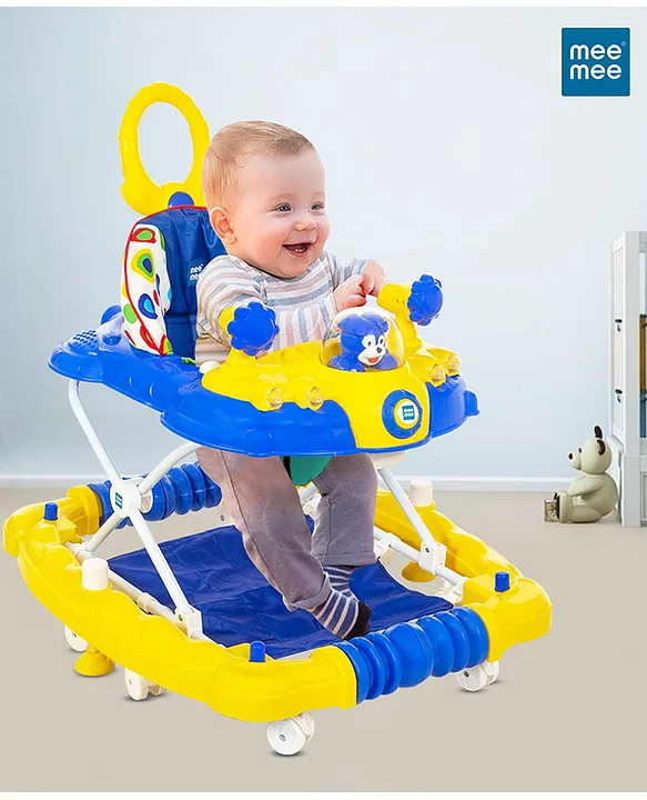 Mee Mee Baby Walker 3 Level Adjustable Height Light Rattle Musical Toys Cushioned Seat Multi Functional Premium Rocker Rocking Walker