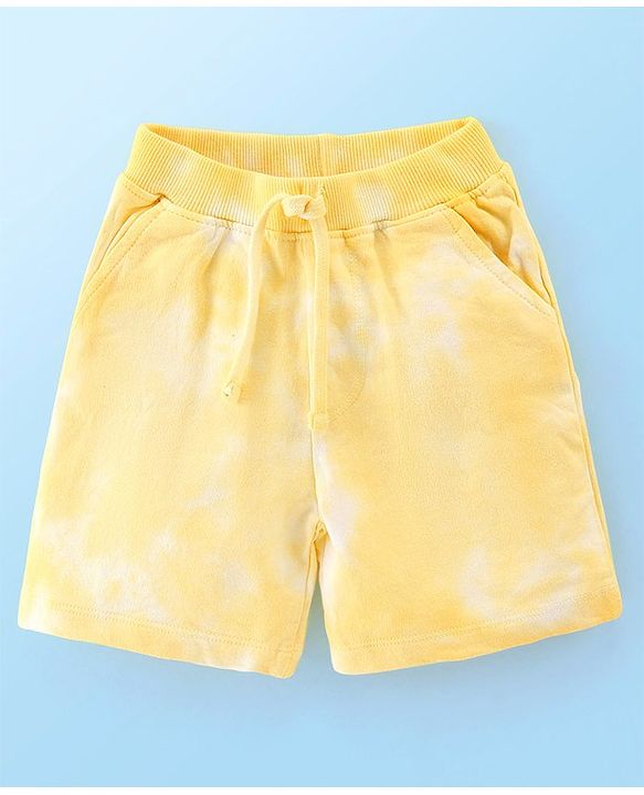 Babyhug 100% Cotton Sleeveless T-Shirt & Shorts With Camp Theme Print - Yellow
