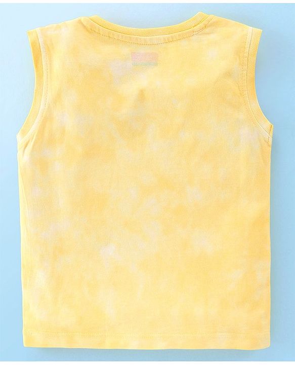 Babyhug 100% Cotton Sleeveless T-Shirt & Shorts With Camp Theme Print - Yellow