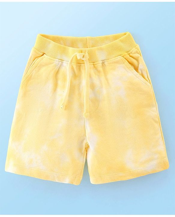 Babyhug 100% Cotton Sleeveless T-Shirt & Shorts With Camp Theme Print - Yellow