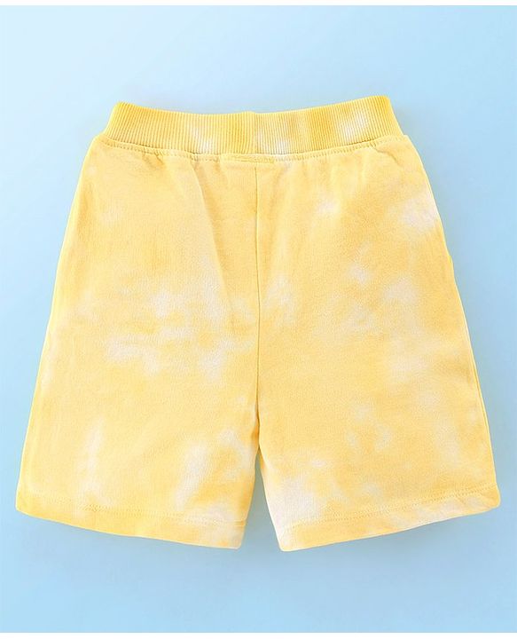 Babyhug 100% Cotton Sleeveless T-Shirt & Shorts With Camp Theme Print - Yellow