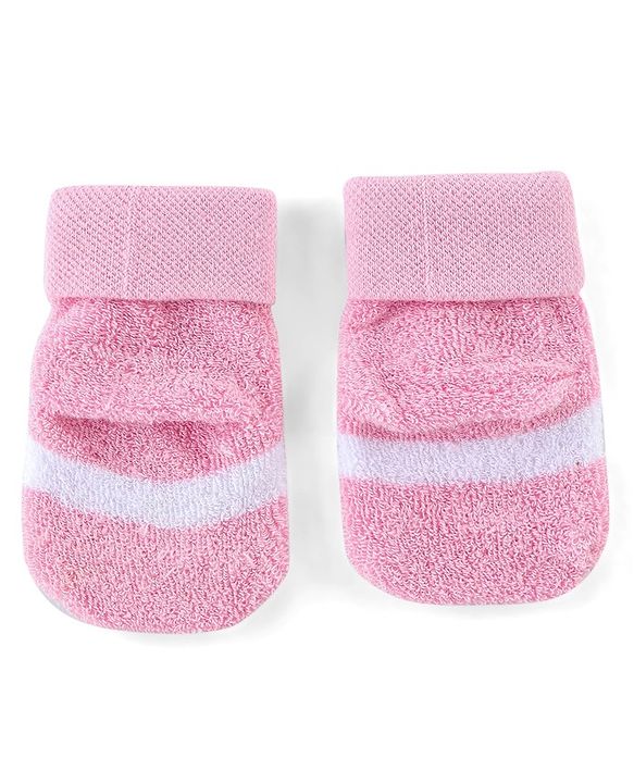 Cute Walk by Babyhug Cotton Knit Ankle Length Socks Solid & Stripe Design Pack Of 3- Pink & White