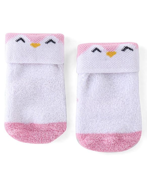 Cute Walk by Babyhug Cotton Knit Ankle Length Socks Solid & Stripe Design Pack Of 3- Pink & White