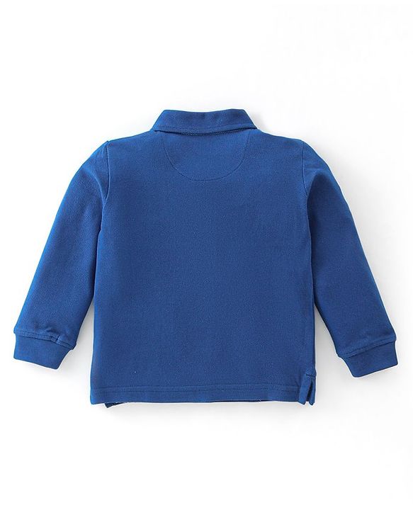 Babyhug 100% Cotton Knit Full Sleeves T-Shirt Cut & Sew with Text Graphics Print - Navy Blue & Blue