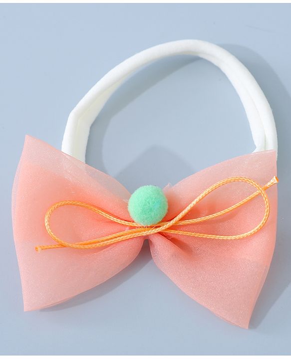 Babyhug Headbands Set with Bow Applique Free Size Pack of 2 - Light  Pink & Orange