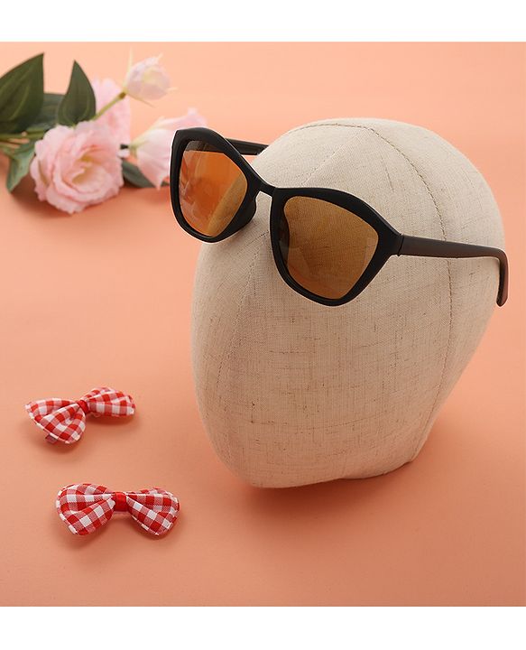 Babyhug Sunglasses  with Bow Clips - Black & Red