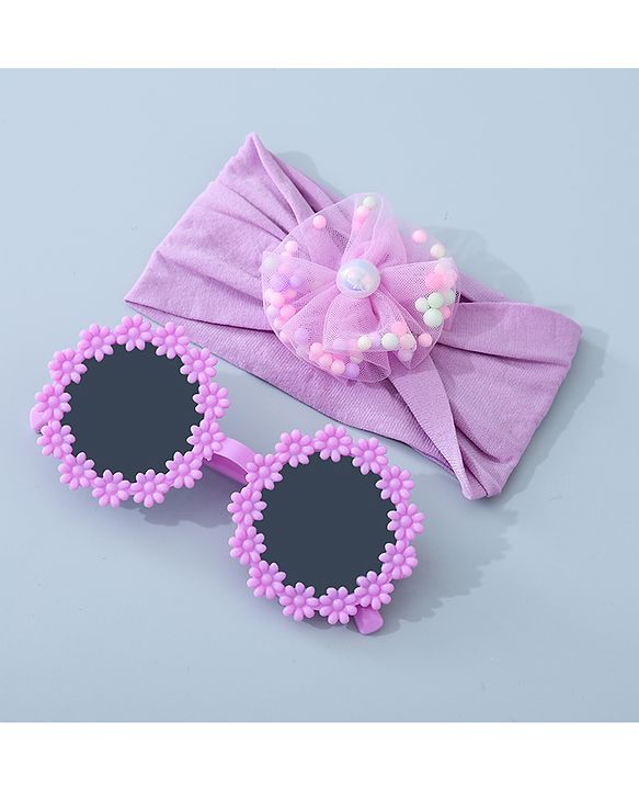 Babyhug Sunglasses with Headband Flower Applique -Pink