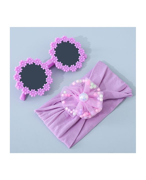 Babyhug Sunglasses with Headband Flower Applique -Pink