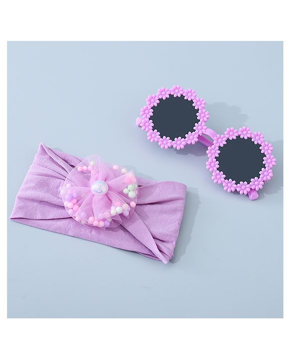Babyhug Sunglasses with Headband Flower Applique -Pink
