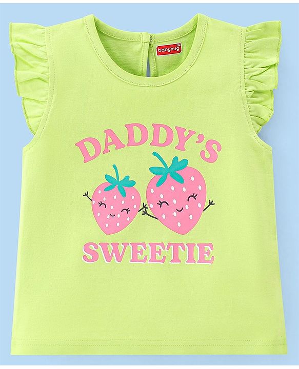 Babyhug Cotton Knit Frill Sleeves Floral & Cherries Printed T-Shirts Pack of 3 - Multicolour