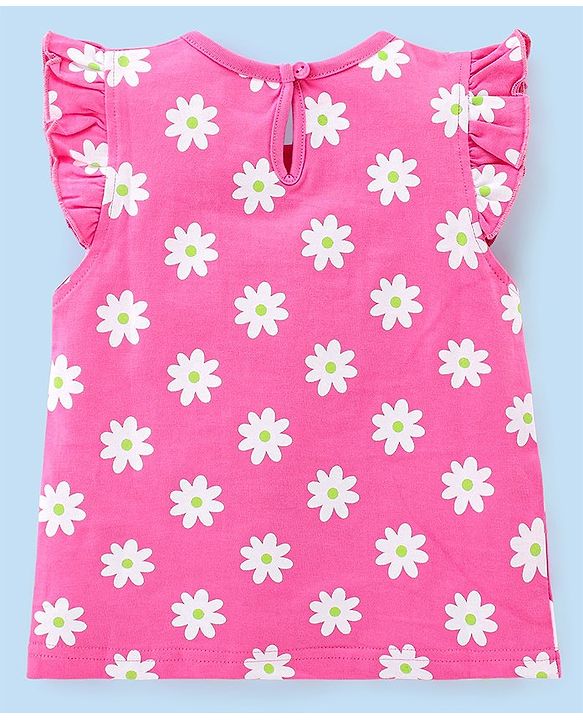 Babyhug Cotton Knit Frill Sleeves Floral & Cherries Printed T-Shirts Pack of 3 - Multicolour