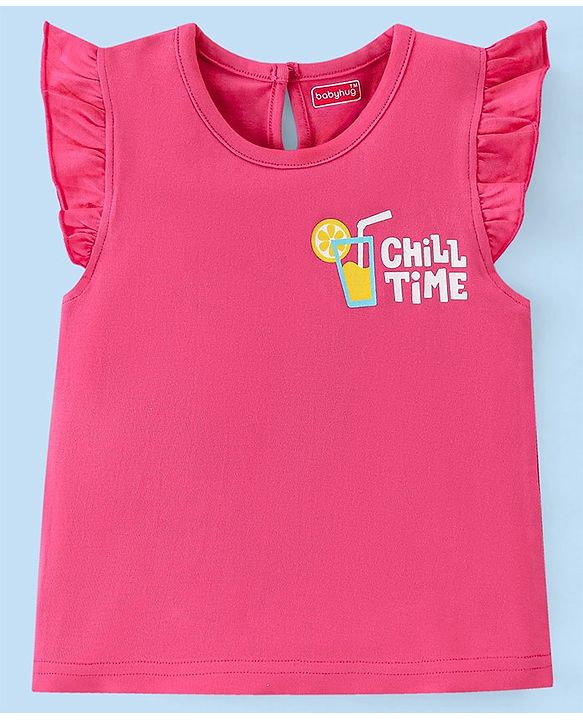 Babyhug 100% Cotton Knit Half Sleeves T-Shirt With Watermelon Graphics & Frill Detailing Pack Of 3- Multicolour