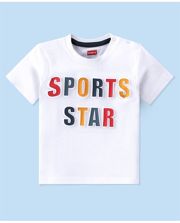 Babyhug 100% Cotton Single Jersey Knit Half Sleeves T-Shirt & Shorts Set Text Print - White & Black
