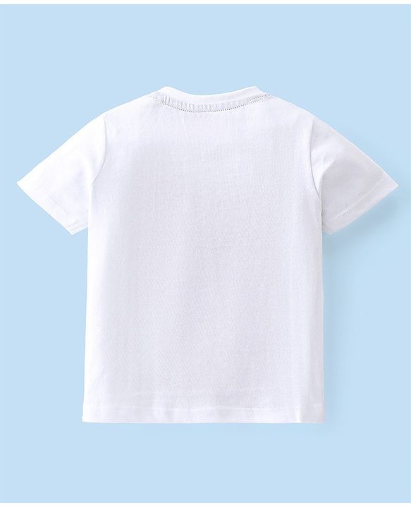 Babyhug 100% Cotton Single Jersey Knit Half Sleeves T-Shirt & Shorts Set Text Print - White & Black