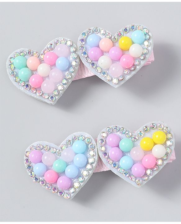 Babyhug Free Size Hair Accessories Combo Set of 3 Heart Applique - Pink