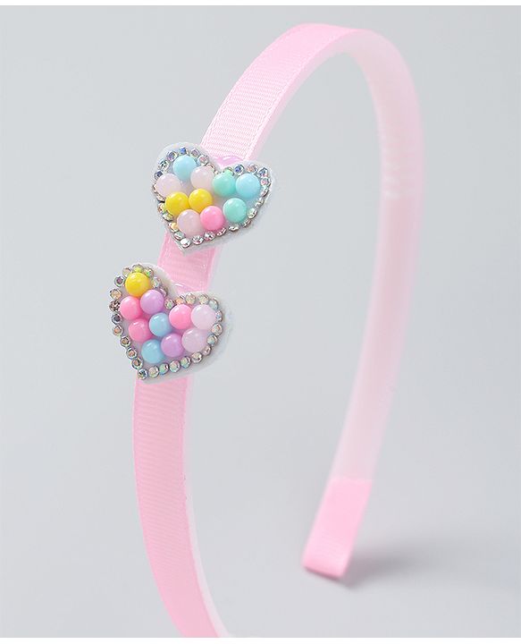 Babyhug Free Size Hair Accessories Combo Set of 3 Heart Applique - Pink