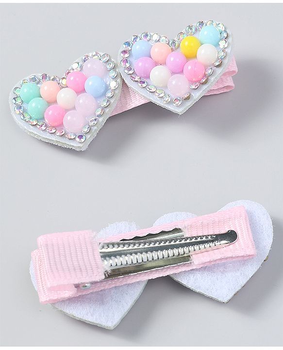 Babyhug Free Size Hair Accessories Combo Set of 3 Heart Applique - Pink