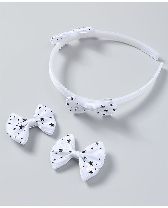 Babyhug Free Size Hair Accessories Combo Set Set of 3 Bow Applique  - White