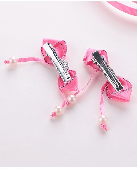 Babyhug Free Size Hair Accessories Combo Set Set of 3 Bow Applique  -  Pink