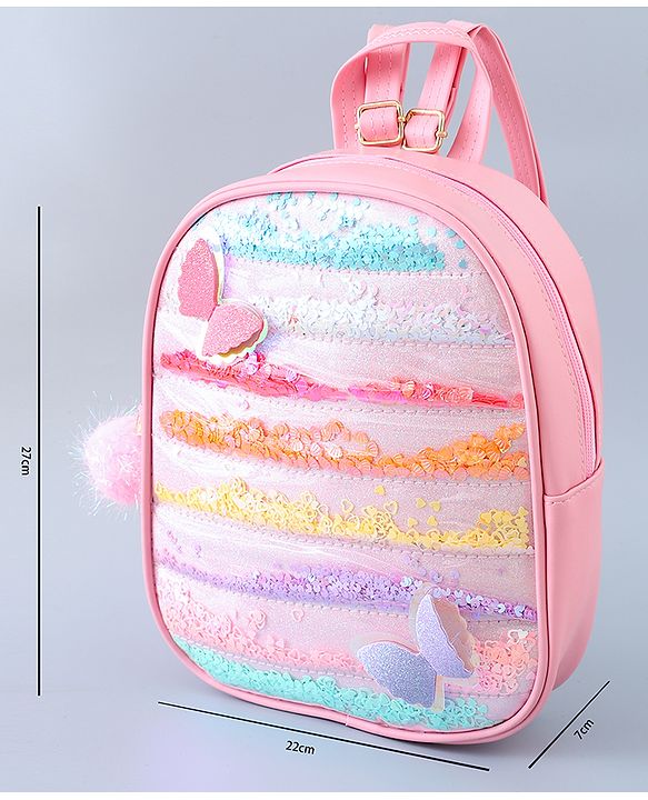 Babyhug Fashion Backpack with Butterlfly Applique - Pink