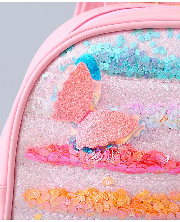 Babyhug Fashion Backpack with Butterlfly Applique - Pink