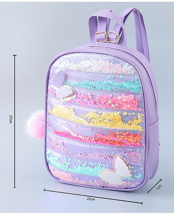 Babyhug Fashion Backpack with Butterlfly Applique - Pink
