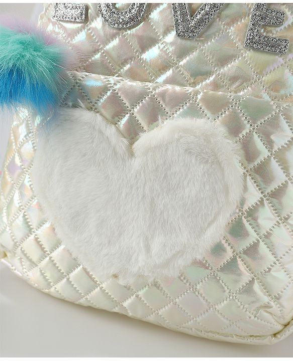 Pine Kids Fashion Backpack with Colourful Straps  Free Size - Silver
