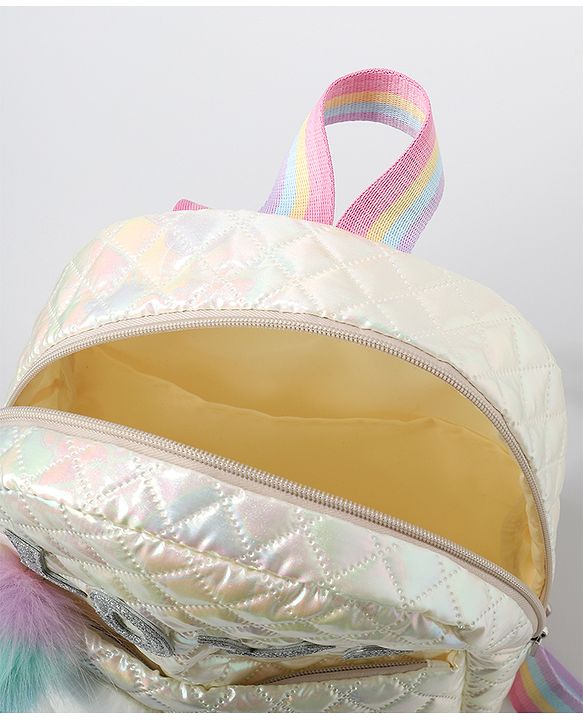 Pine Kids Fashion Backpack with Colourful Straps  Free Size - Silver