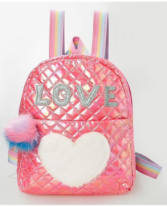 Pine Kids Fashion Backpack with Colourful Straps  Free Size - Pink